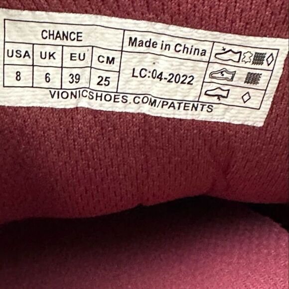 Vionic Agile Chance Dark Fuschia Red Sneakers Sleek Minimalist Women’s Size 8 - Picture 8 of 8